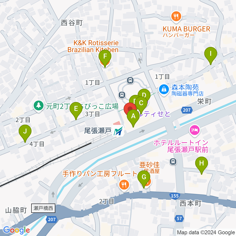 ラジオサンキュー（RADIO SANQ）周辺のファミレス・ファーストフード一覧地図