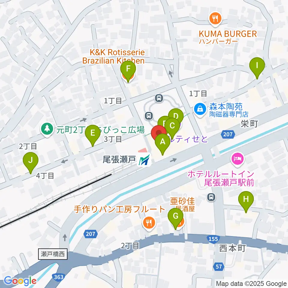 ラジオサンキュー（RADIO SANQ）周辺のファミレス・ファーストフード一覧地図