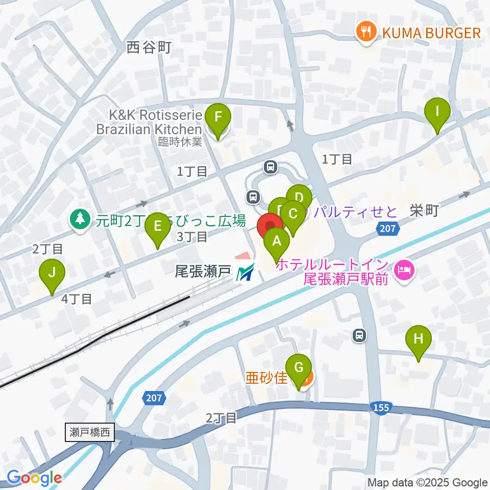 ラジオサンキュー（RADIO SANQ）周辺のファミレス・ファーストフード一覧地図