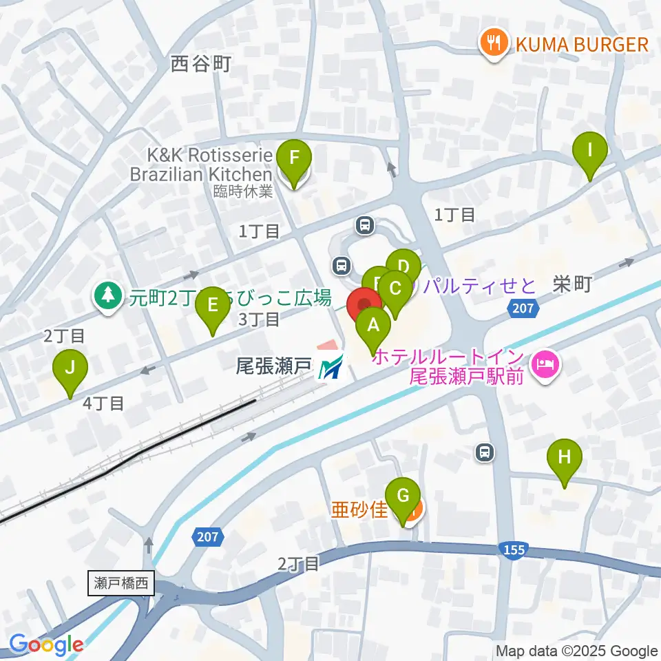 ラジオサンキュー（RADIO SANQ）周辺のファミレス・ファーストフード一覧地図