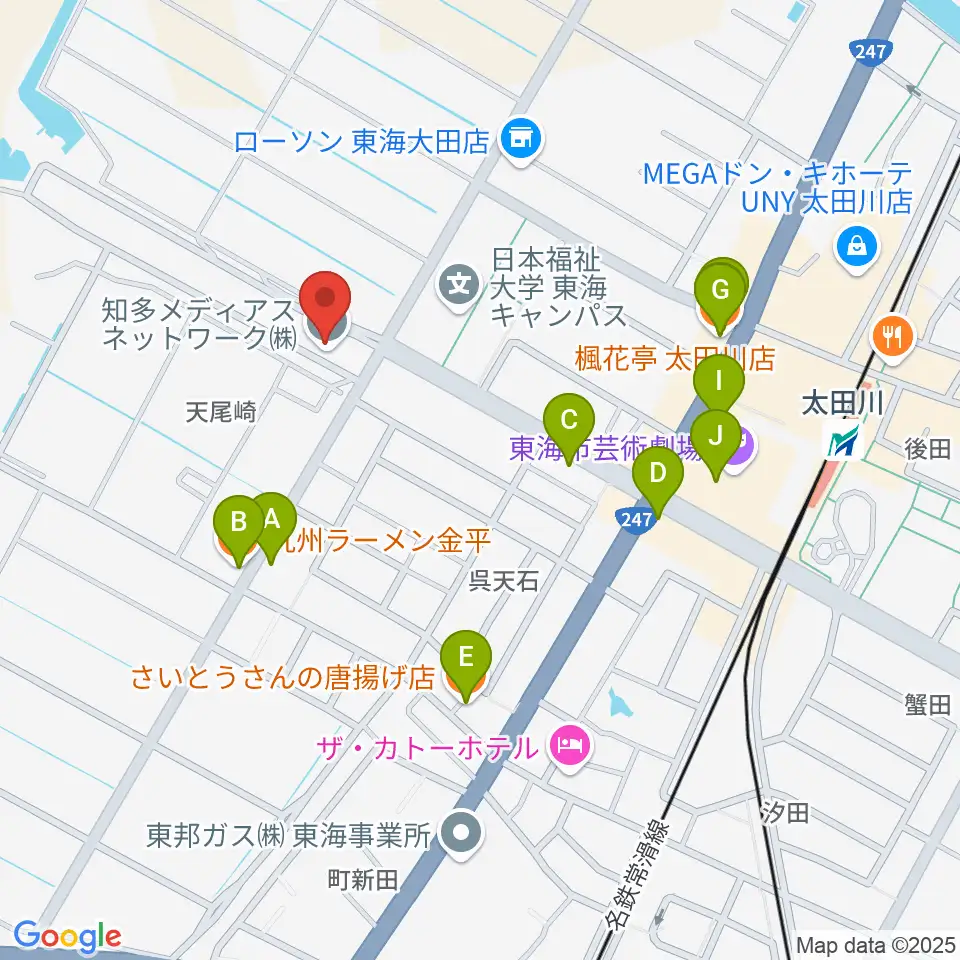 メディアスエフエム周辺のファミレス・ファーストフード一覧地図