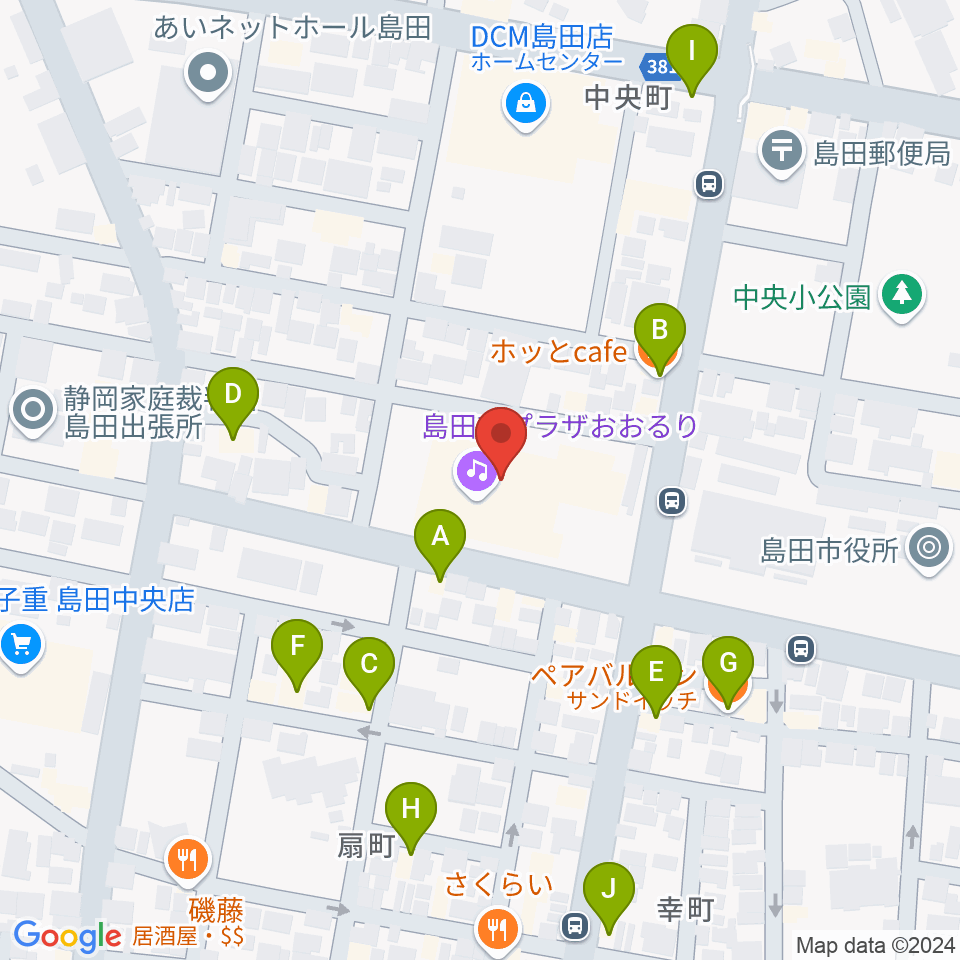 FM島田周辺のファミレス・ファーストフード一覧地図