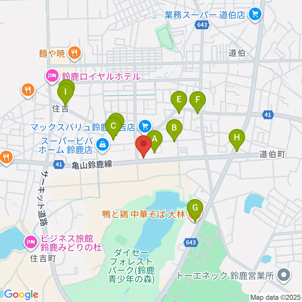 鈴鹿ヴォイスFM周辺のファミレス・ファーストフード一覧地図