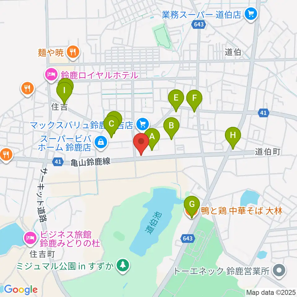 鈴鹿ヴォイスFM周辺のファミレス・ファーストフード一覧地図