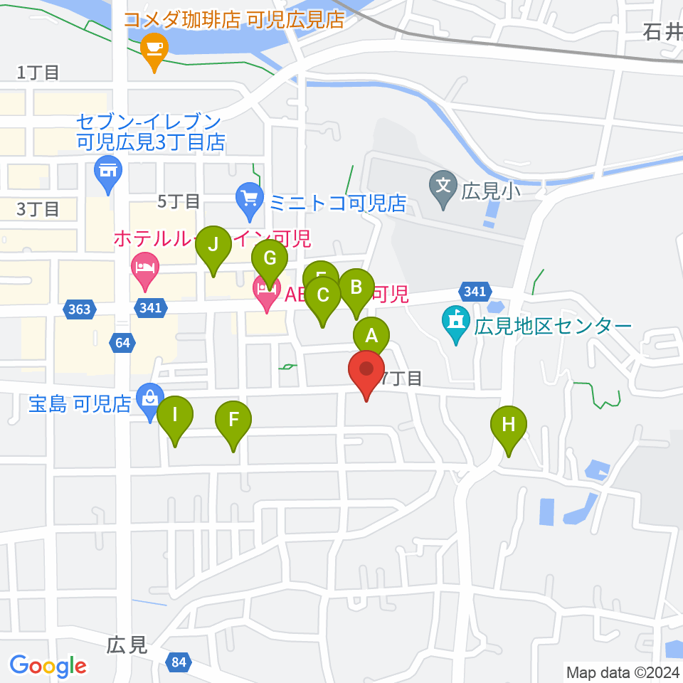 FMらら周辺のファミレス・ファーストフード一覧地図