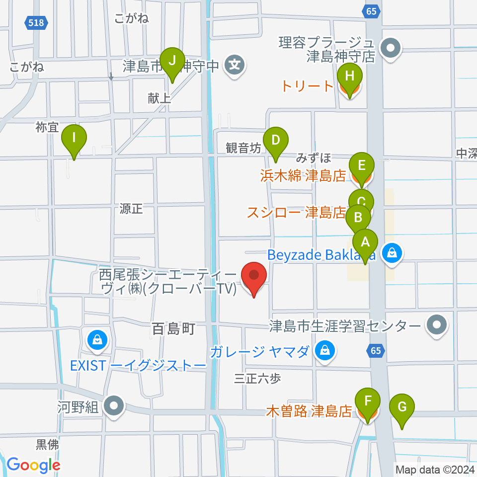 エフエムななみ周辺のファミレス・ファーストフード一覧地図