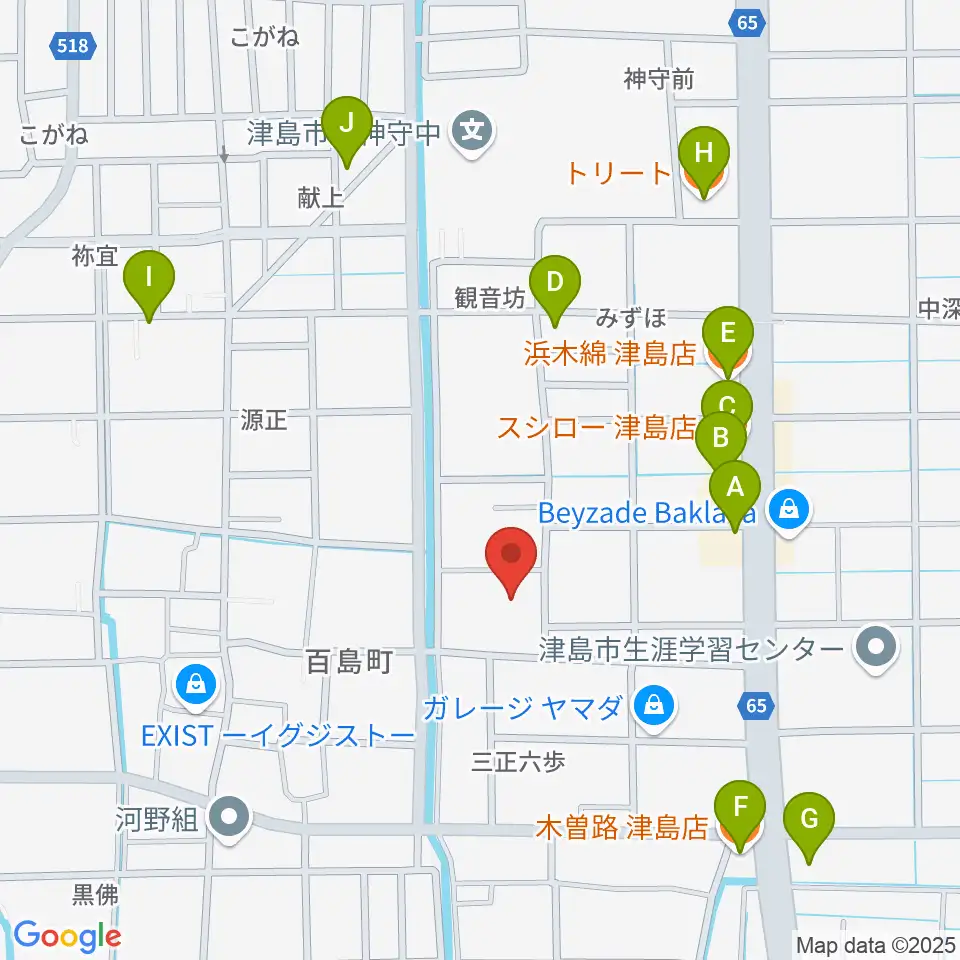 エフエムななみ周辺のファミレス・ファーストフード一覧地図