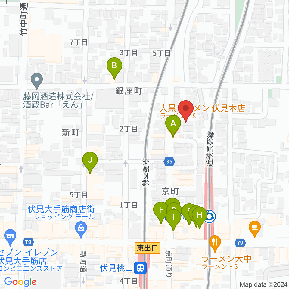 FM845周辺のファミレス・ファーストフード一覧地図