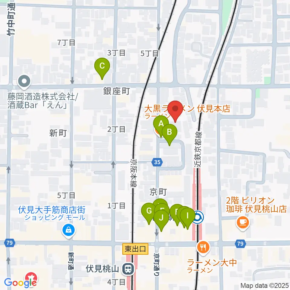 京都リビングエフエム FM845周辺のファミレス・ファーストフード一覧地図
