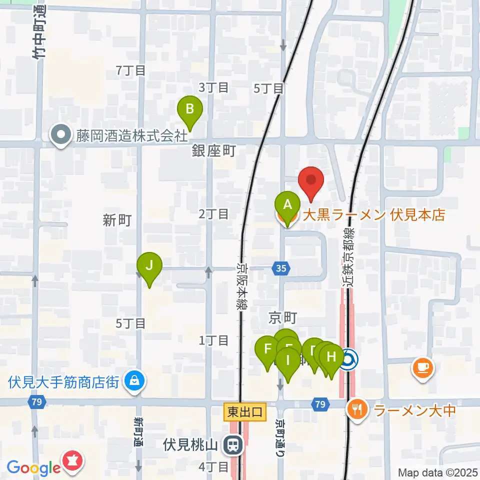 京都リビングエフエム FM845周辺のファミレス・ファーストフード一覧地図