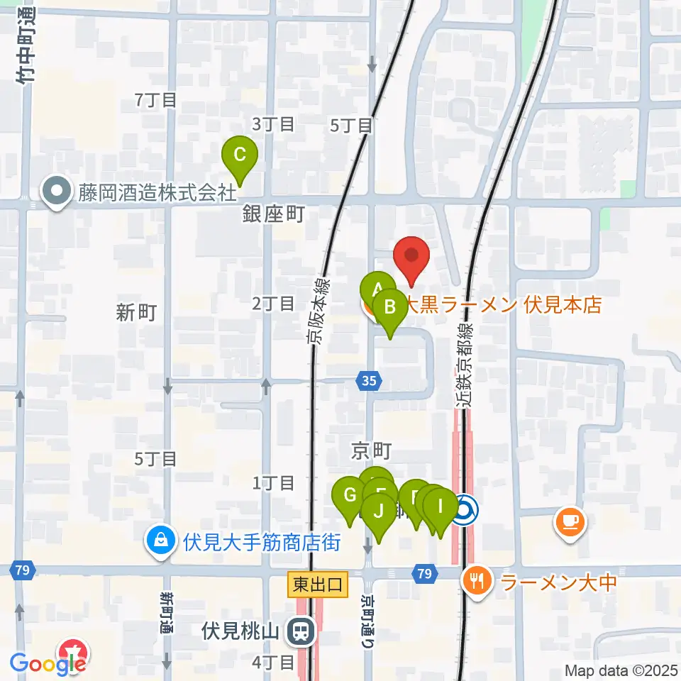 京都リビングエフエム FM845周辺のファミレス・ファーストフード一覧地図