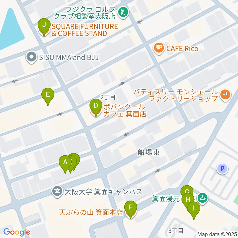 タッキー816 みのおエフエム周辺のファミレス・ファーストフード一覧地図