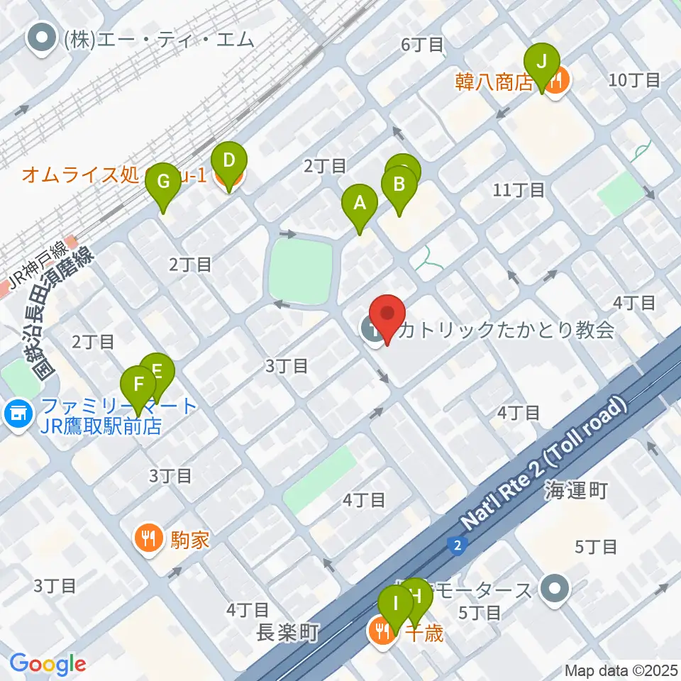 FMわぃわぃ FMYY周辺のファミレス・ファーストフード一覧地図