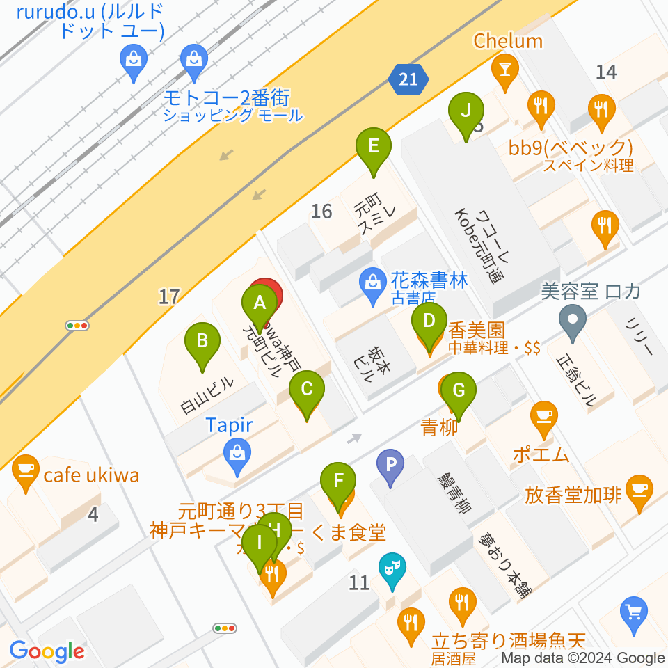 FM MOOV周辺のファミレス・ファーストフード一覧地図