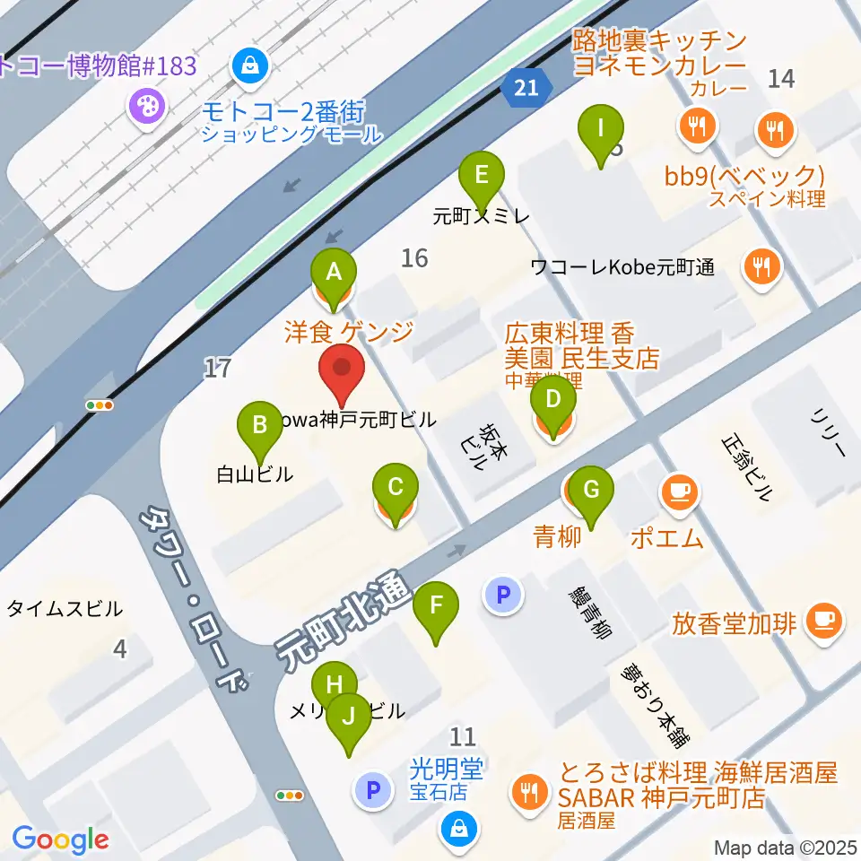 FM MOOV周辺のファミレス・ファーストフード一覧地図