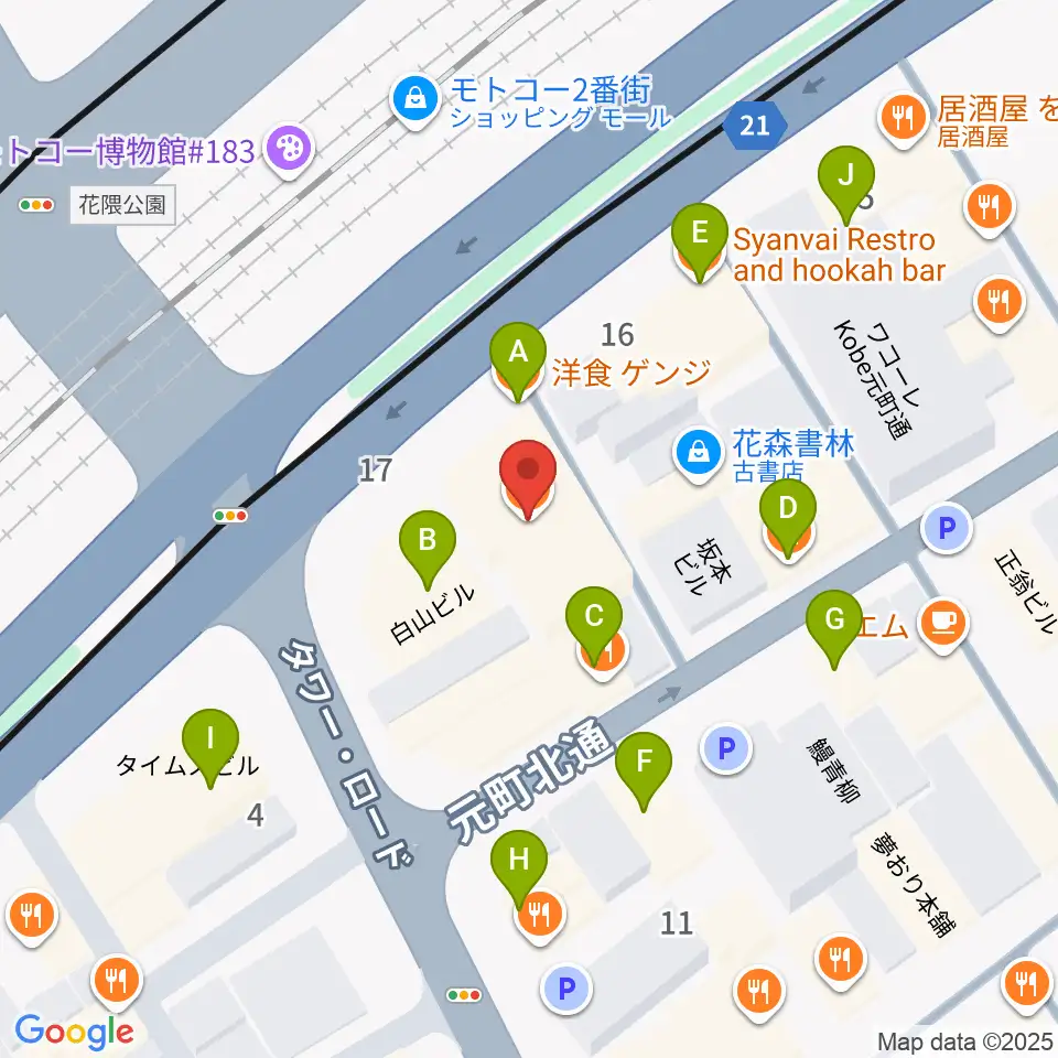 FM MOOV周辺のファミレス・ファーストフード一覧地図