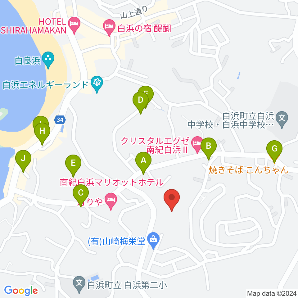 南紀白浜FMビーチステーション周辺のファミレス・ファーストフード一覧地図