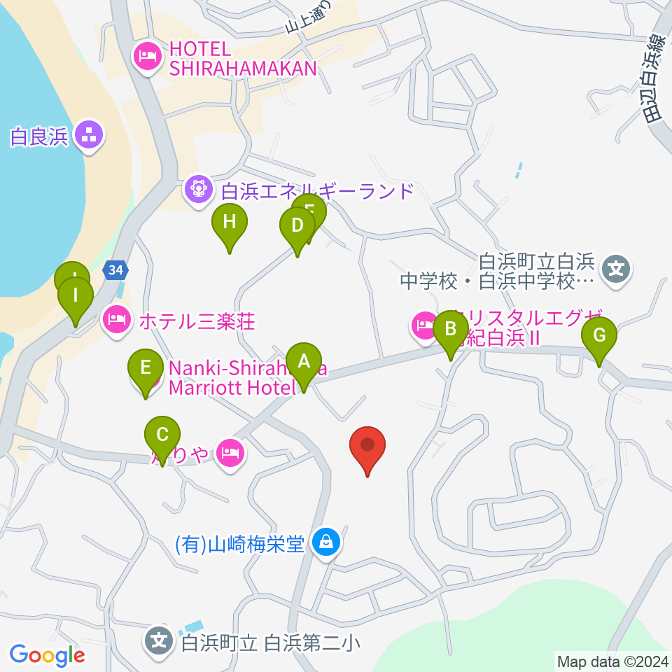 南紀白浜FMビーチステーション周辺のファミレス・ファーストフード一覧地図