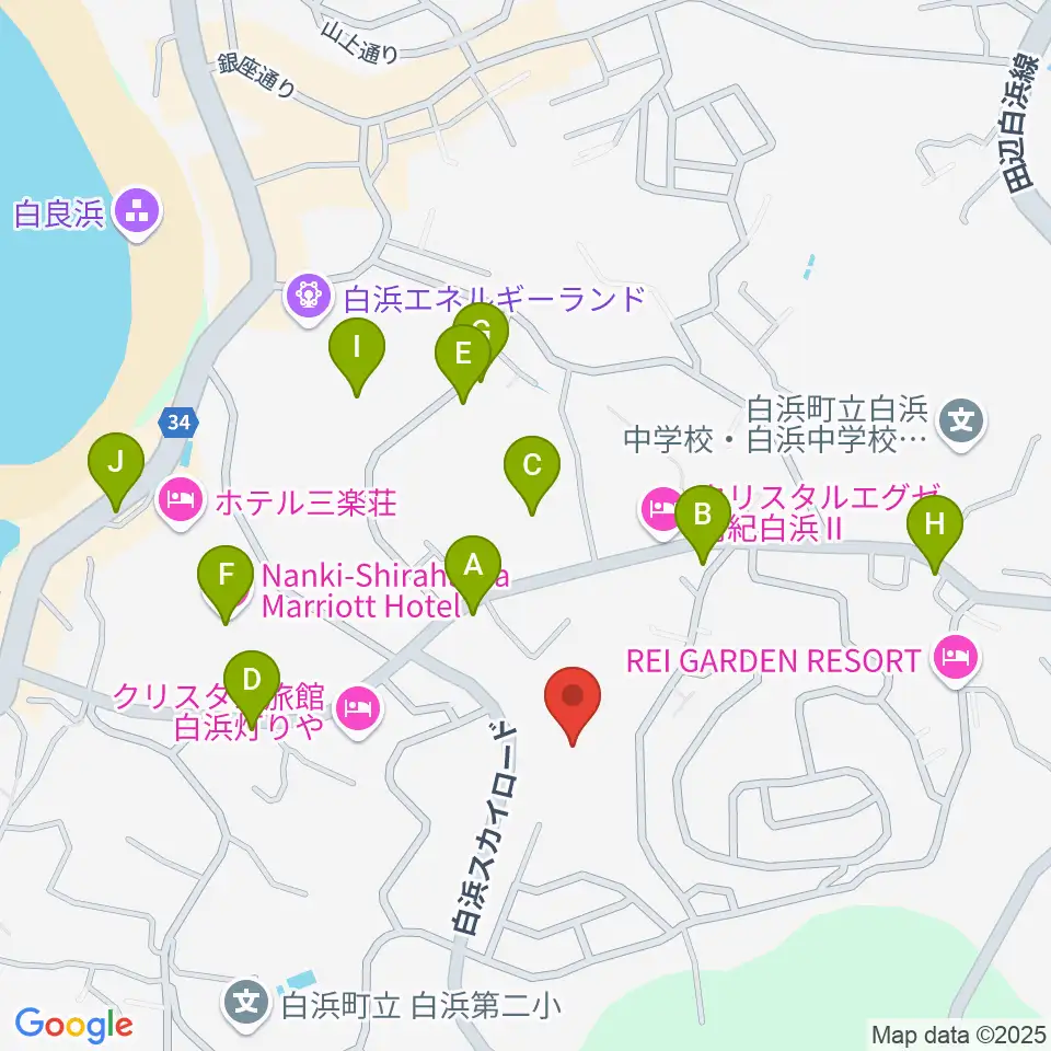 南紀白浜FMビーチステーション周辺のファミレス・ファーストフード一覧地図