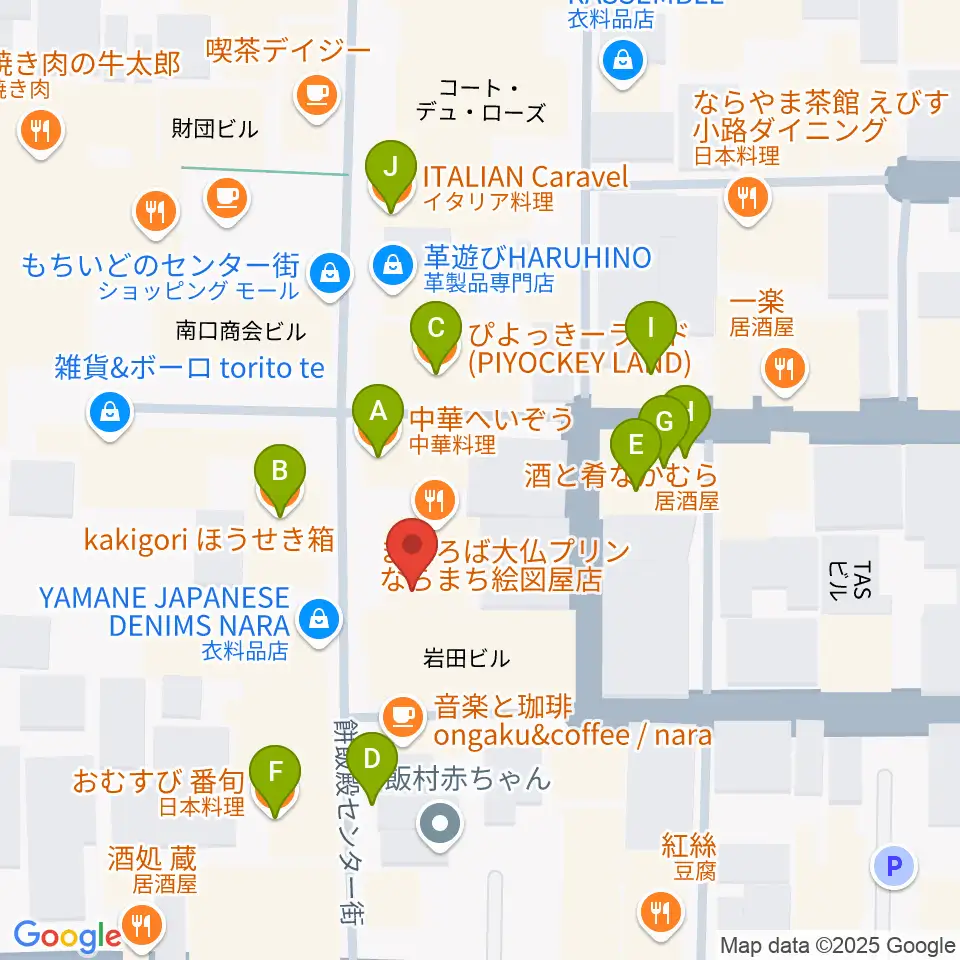 ならどっとFM周辺のファミレス・ファーストフード一覧地図