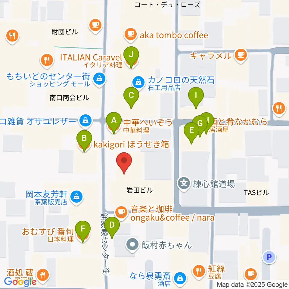 ならどっとFM周辺のファミレス・ファーストフード一覧地図