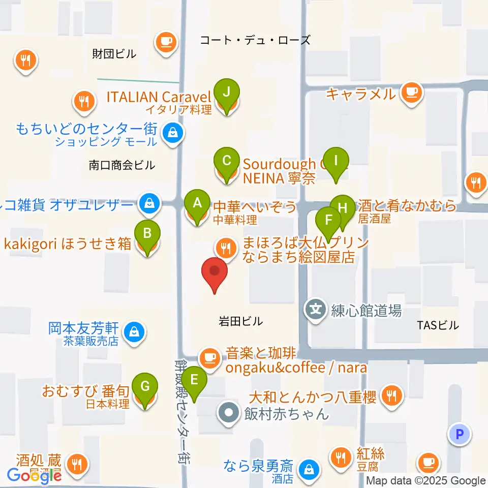 ならどっとFM周辺のファミレス・ファーストフード一覧地図