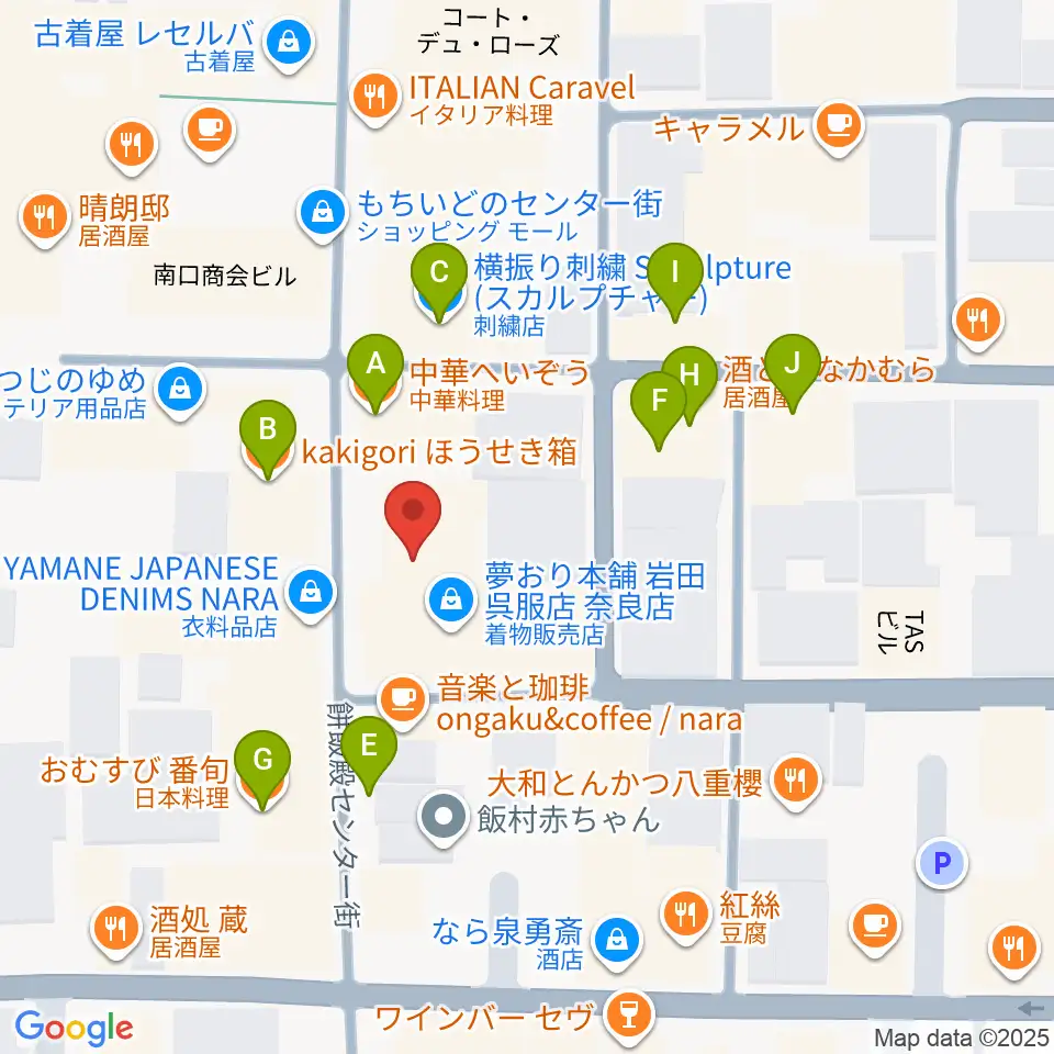 ならどっとFM周辺のファミレス・ファーストフード一覧地図