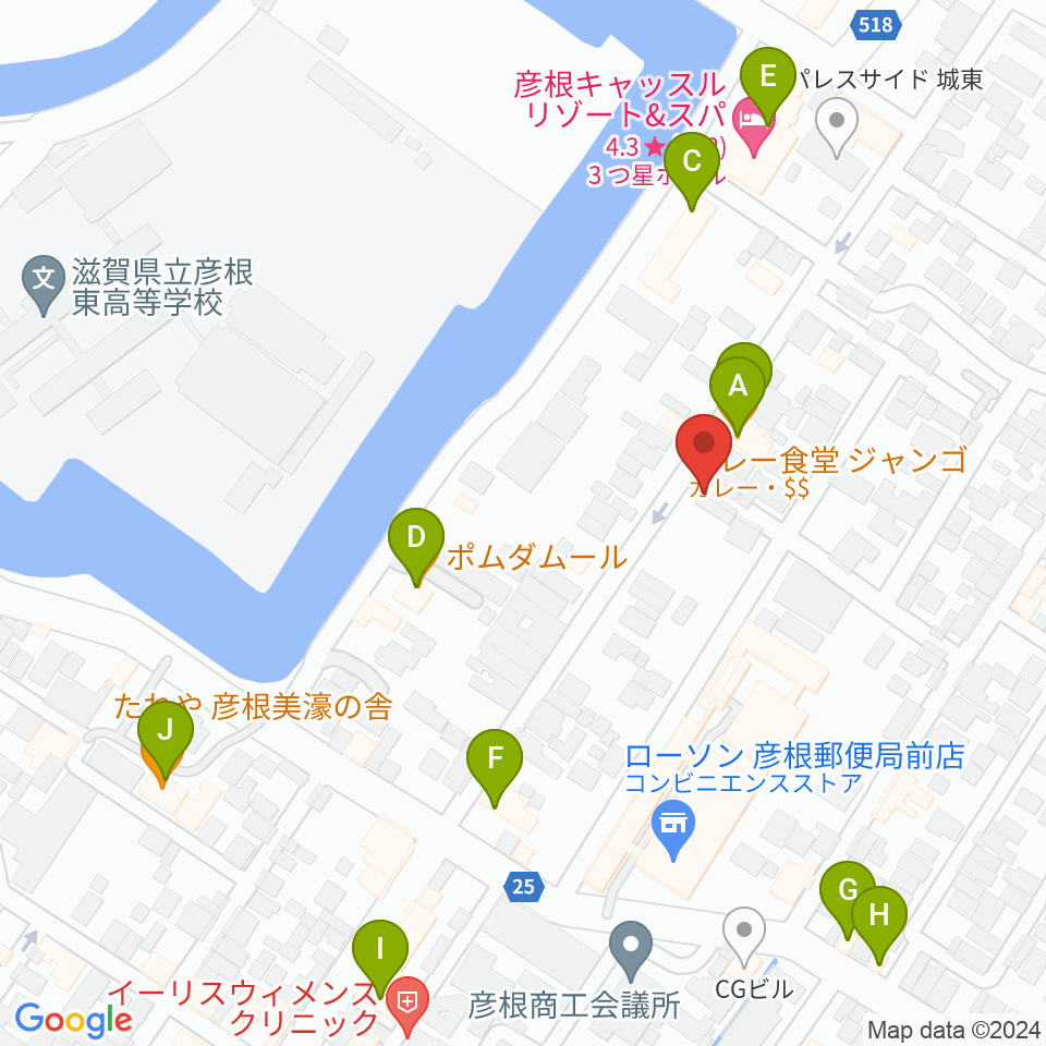 エフエムひこね周辺のファミレス・ファーストフード一覧地図