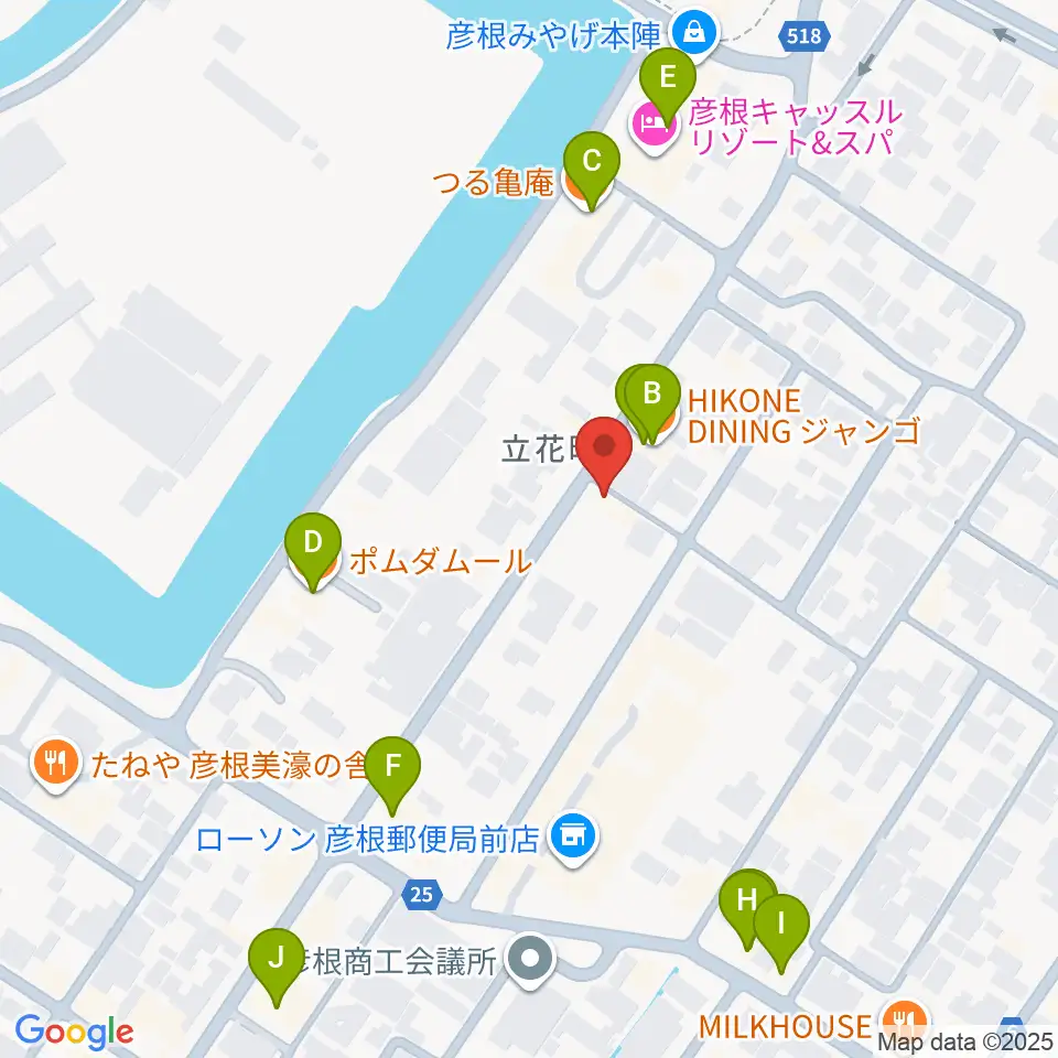 エフエムひこね周辺のファミレス・ファーストフード一覧地図