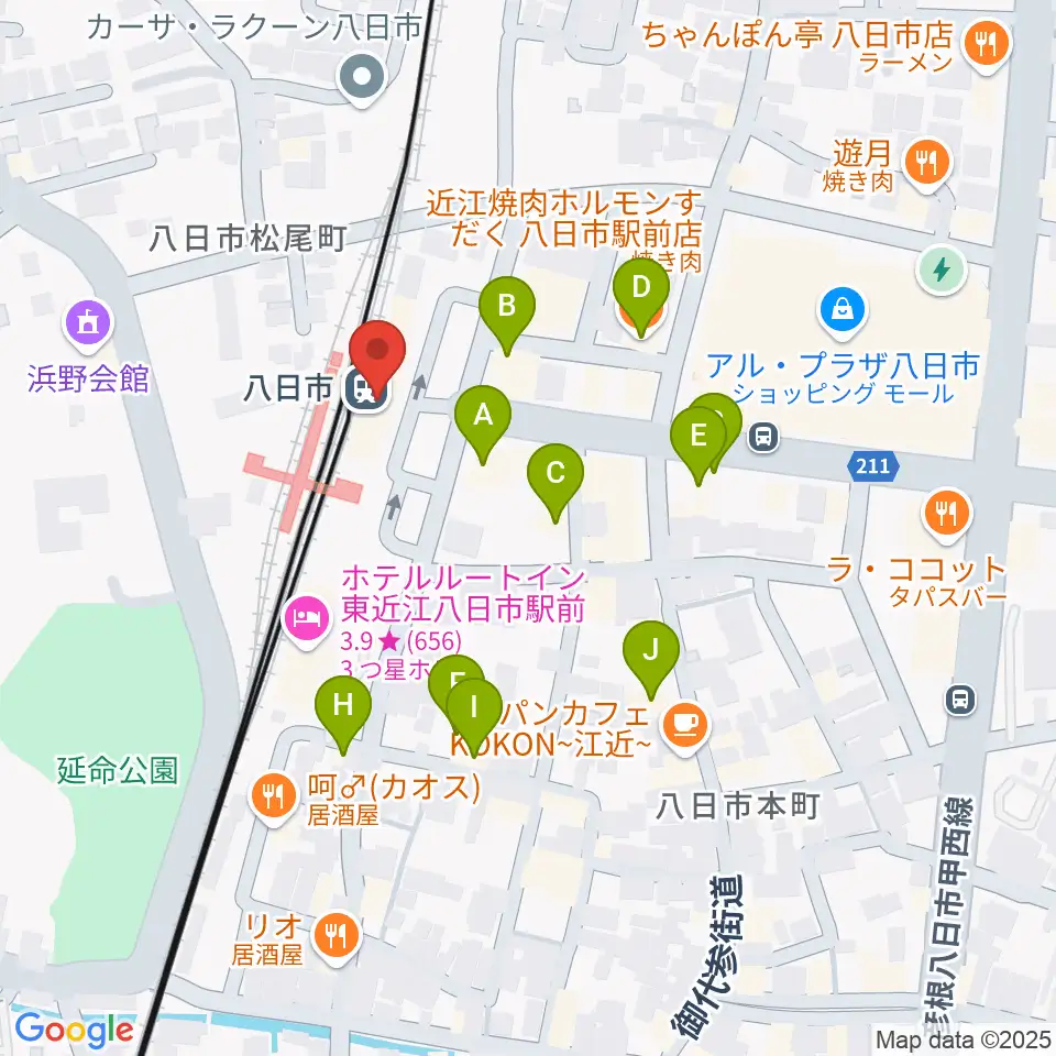 FMひがしおうみ ラジオスイート周辺のファミレス・ファーストフード一覧地図