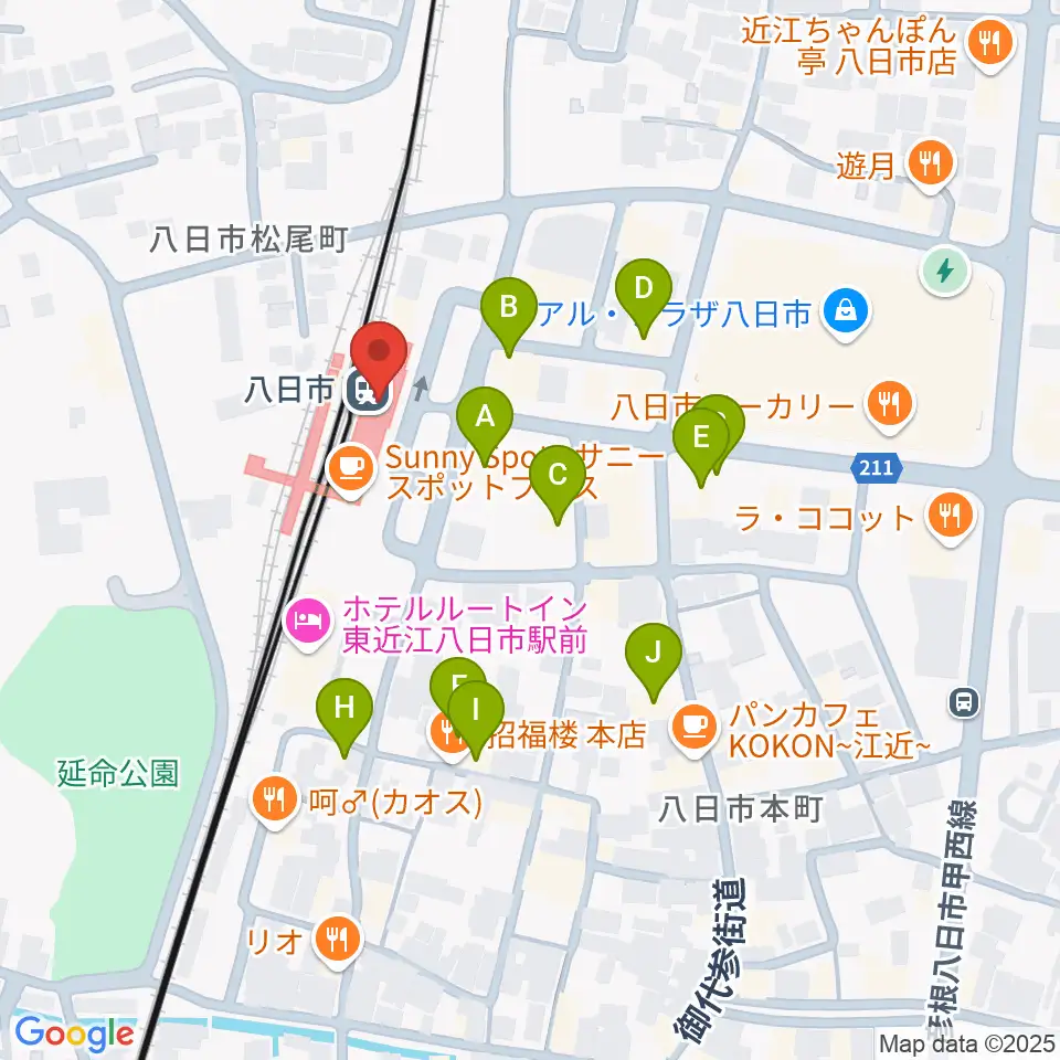 FMひがしおうみ ラジオスイート周辺のファミレス・ファーストフード一覧地図