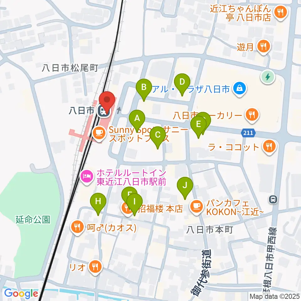 FMひがしおうみ ラジオスイート周辺のファミレス・ファーストフード一覧地図