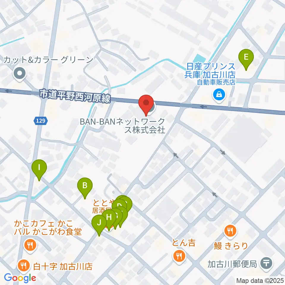 BAN-BANラジオ周辺のファミレス・ファーストフード一覧地図
