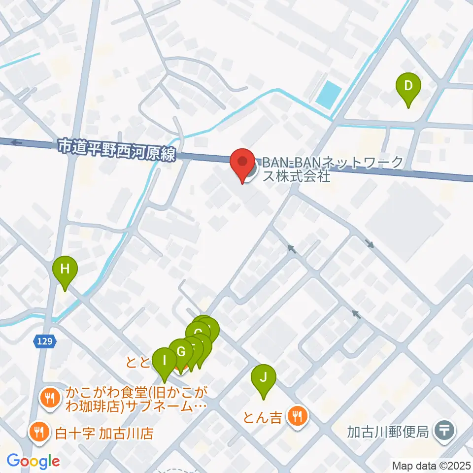 BAN-BANラジオ周辺のファミレス・ファーストフード一覧地図