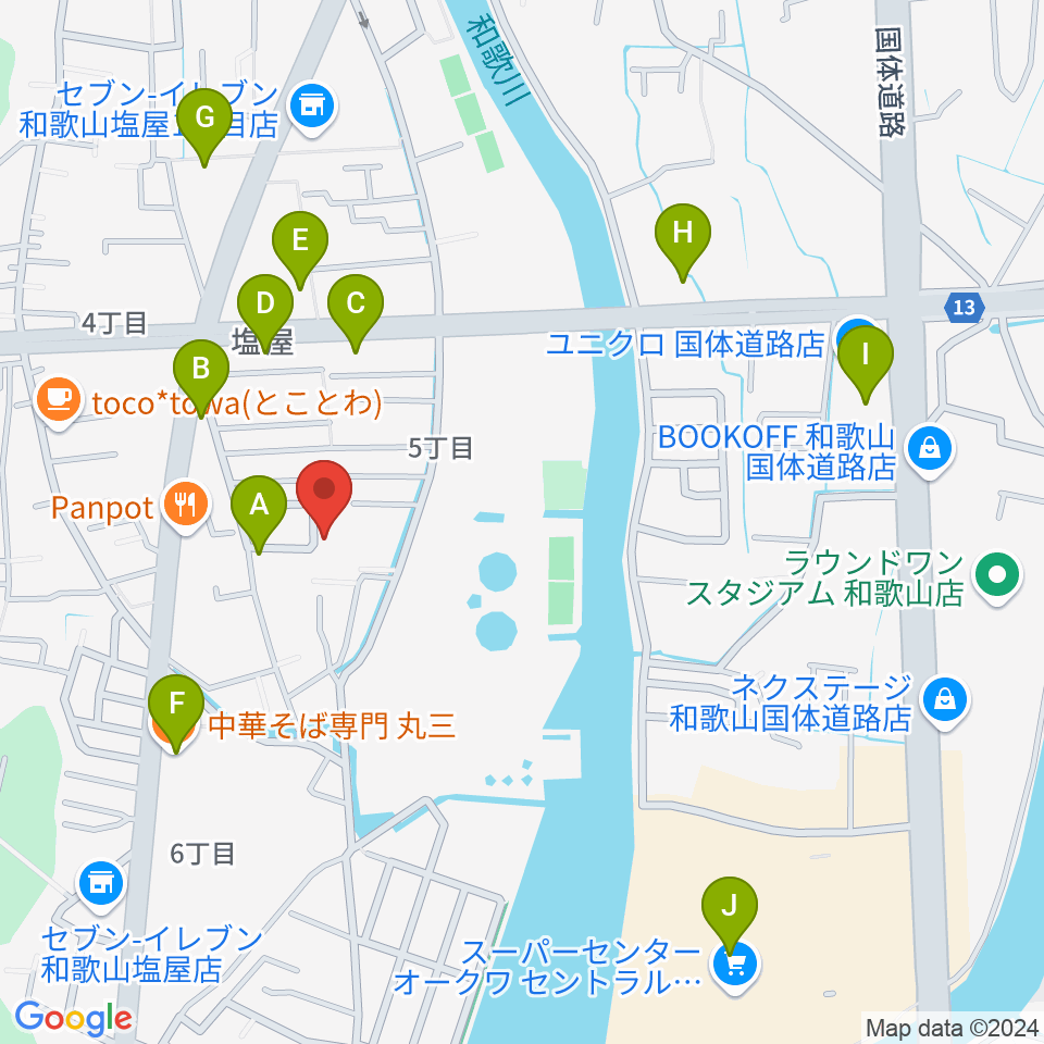 バナナエフエム周辺のファミレス・ファーストフード一覧地図