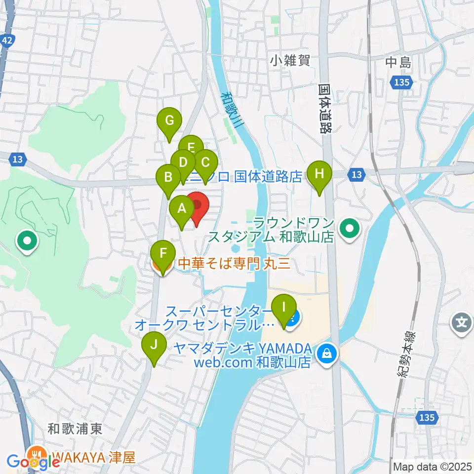 バナナエフエム周辺のファミレス・ファーストフード一覧地図