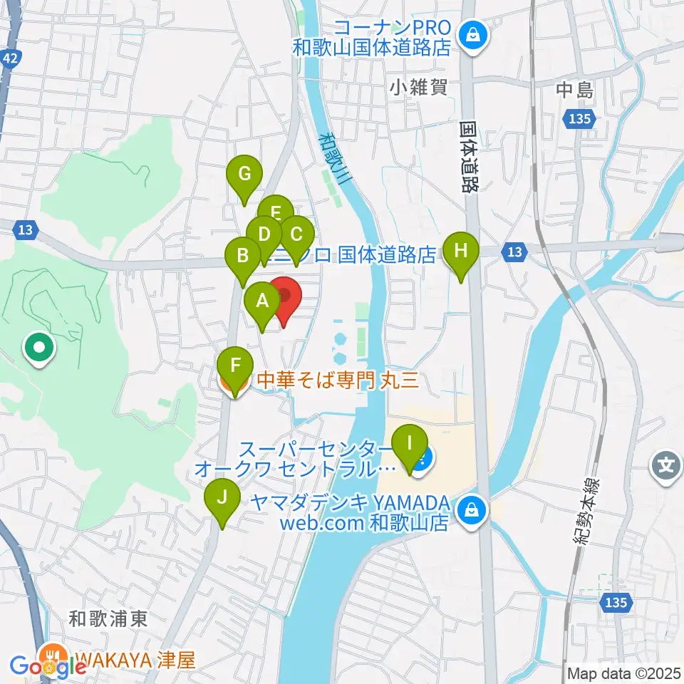 バナナエフエム周辺のファミレス・ファーストフード一覧地図