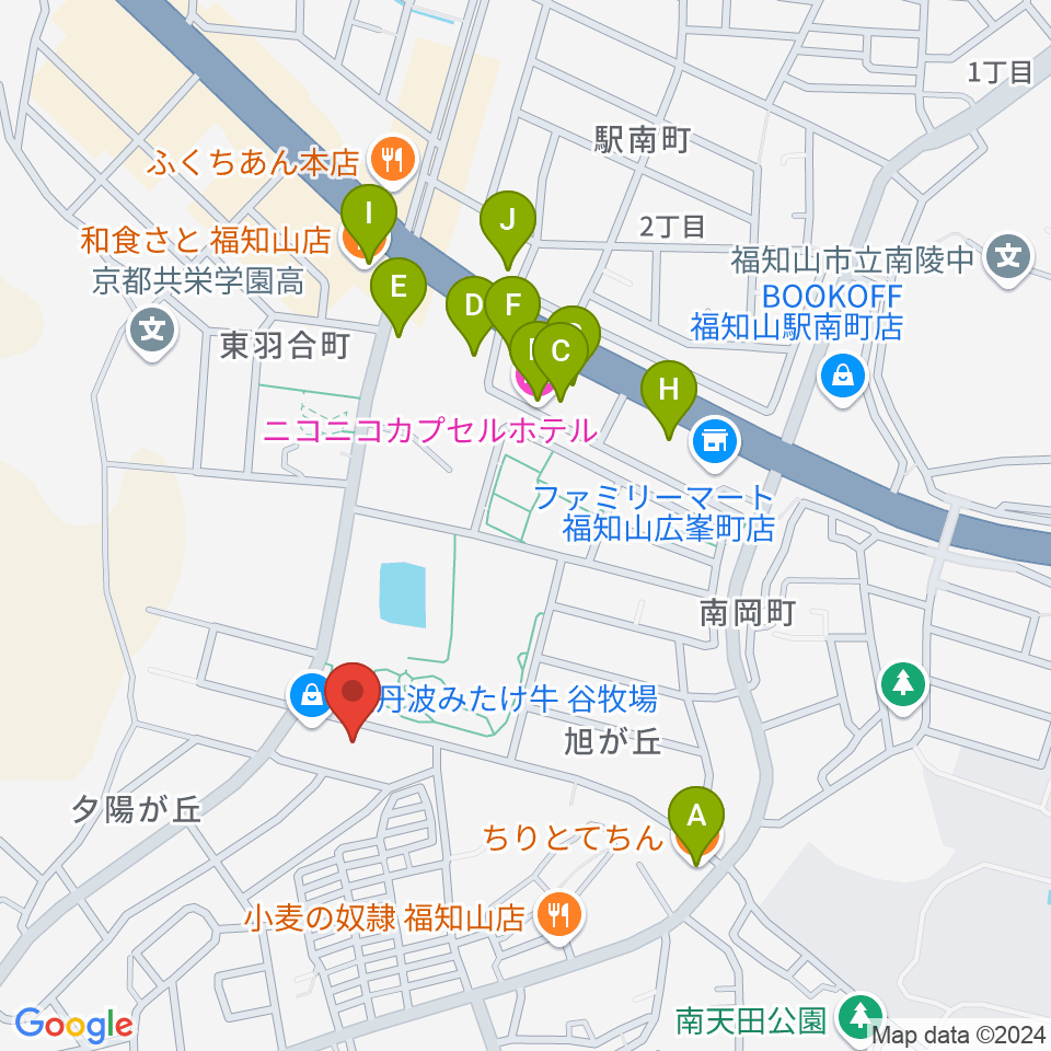 FM丹波周辺のファミレス・ファーストフード一覧地図