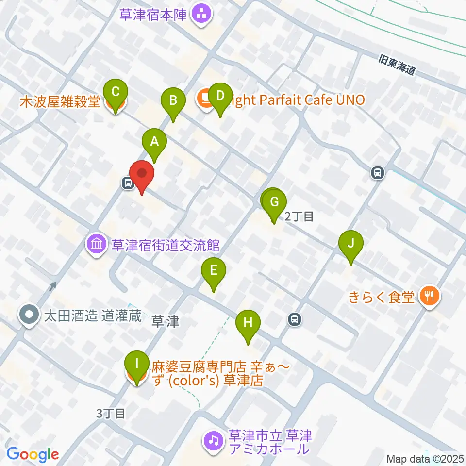 えふえむ草津周辺のファミレス・ファーストフード一覧地図
