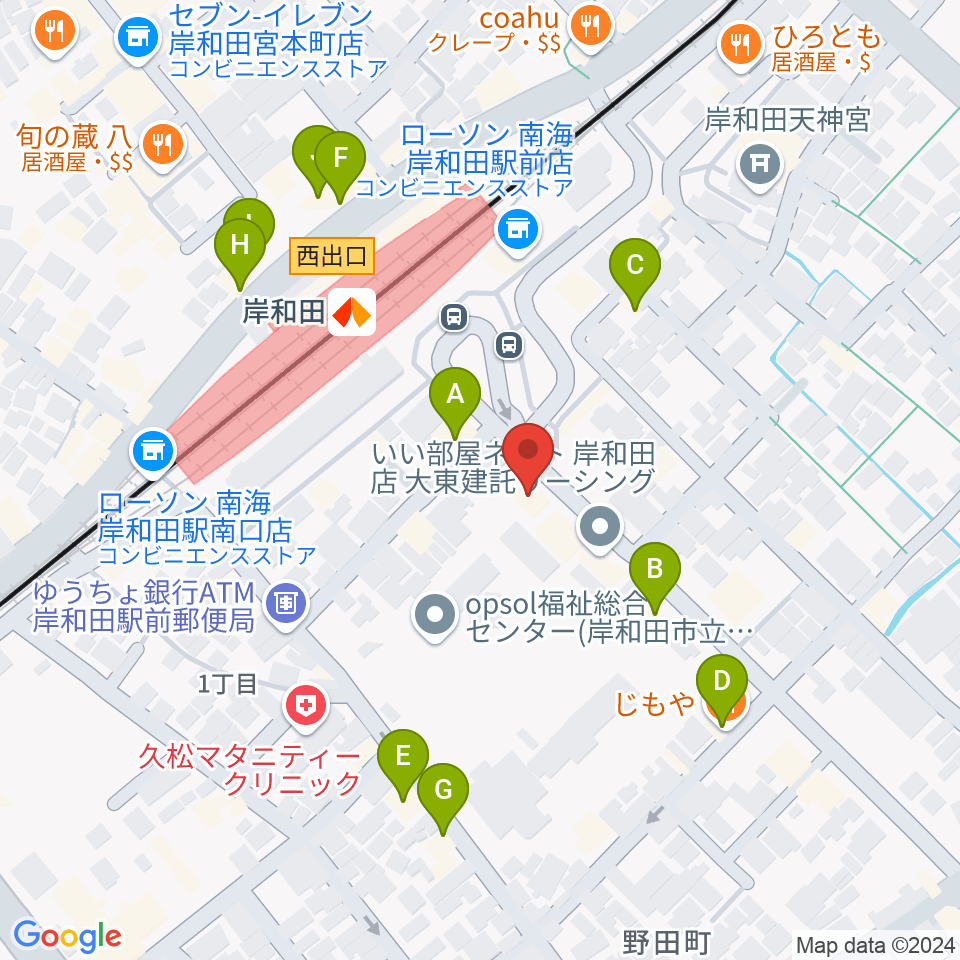 ラヂオきしわだ周辺のファミレス・ファーストフード一覧地図