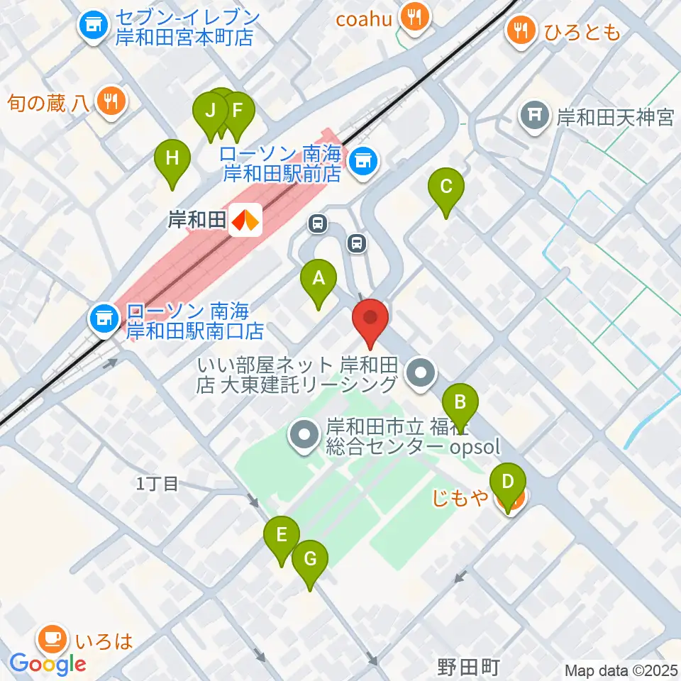 ラヂオきしわだ周辺のファミレス・ファーストフード一覧地図