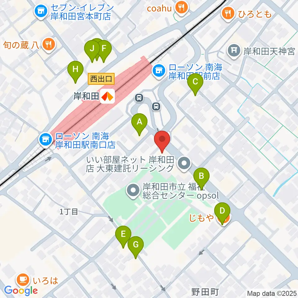 ラヂオきしわだ周辺のファミレス・ファーストフード一覧地図