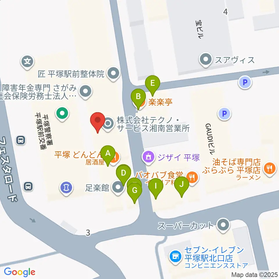 FM湘南ナパサ周辺のファミレス・ファーストフード一覧地図
