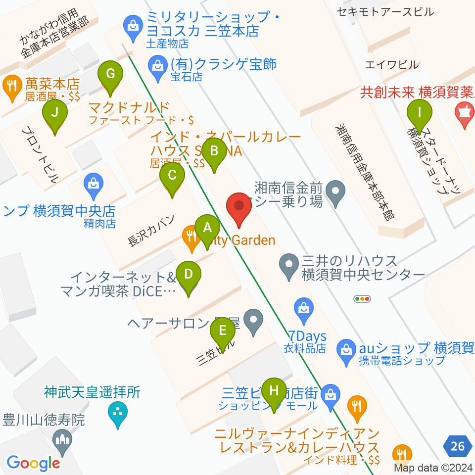 FMブルー湘南周辺のファミレス・ファーストフード一覧地図