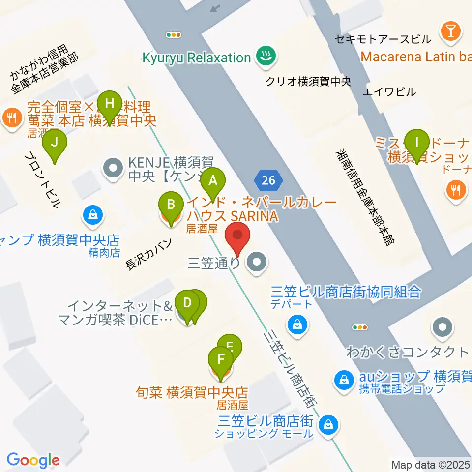 FMブルー湘南周辺のファミレス・ファーストフード一覧地図