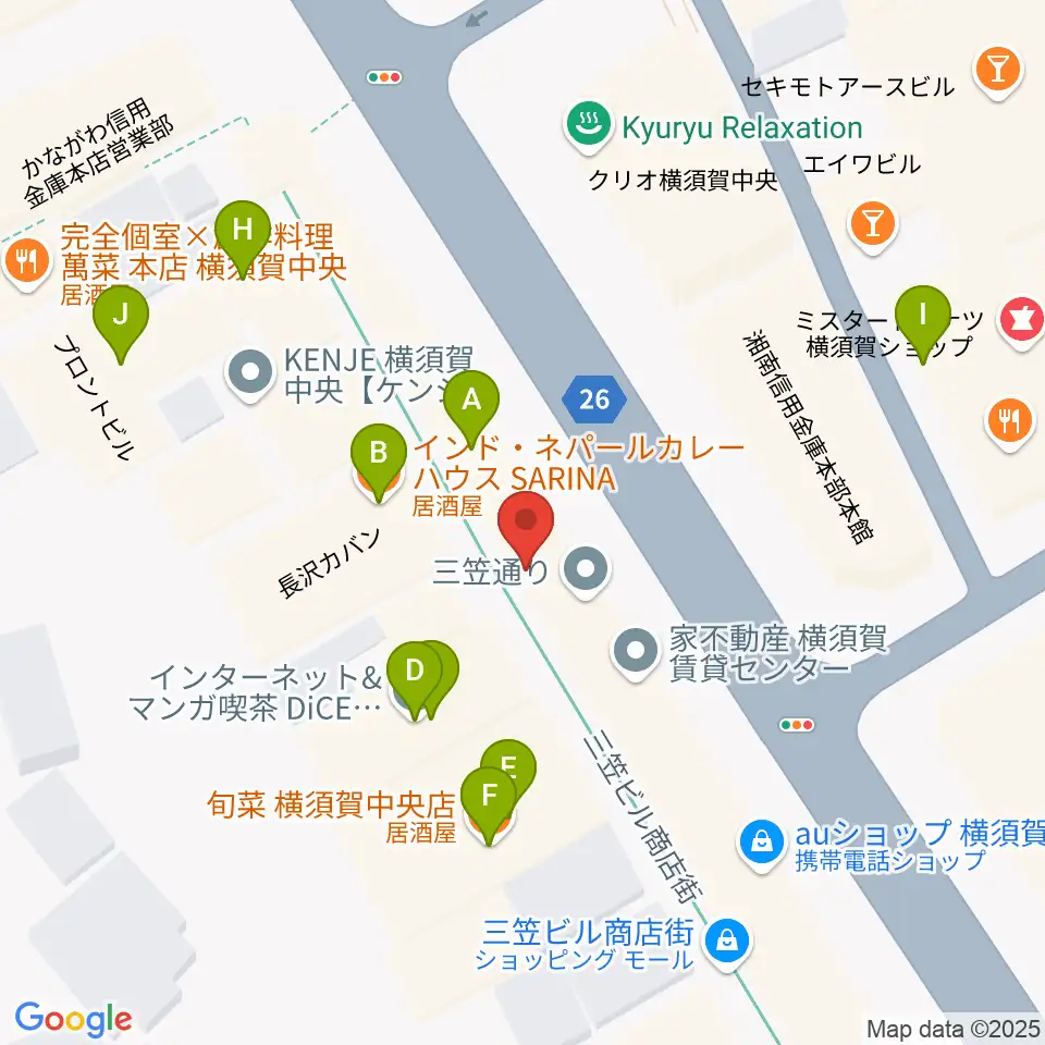 FMブルー湘南周辺のファミレス・ファーストフード一覧地図