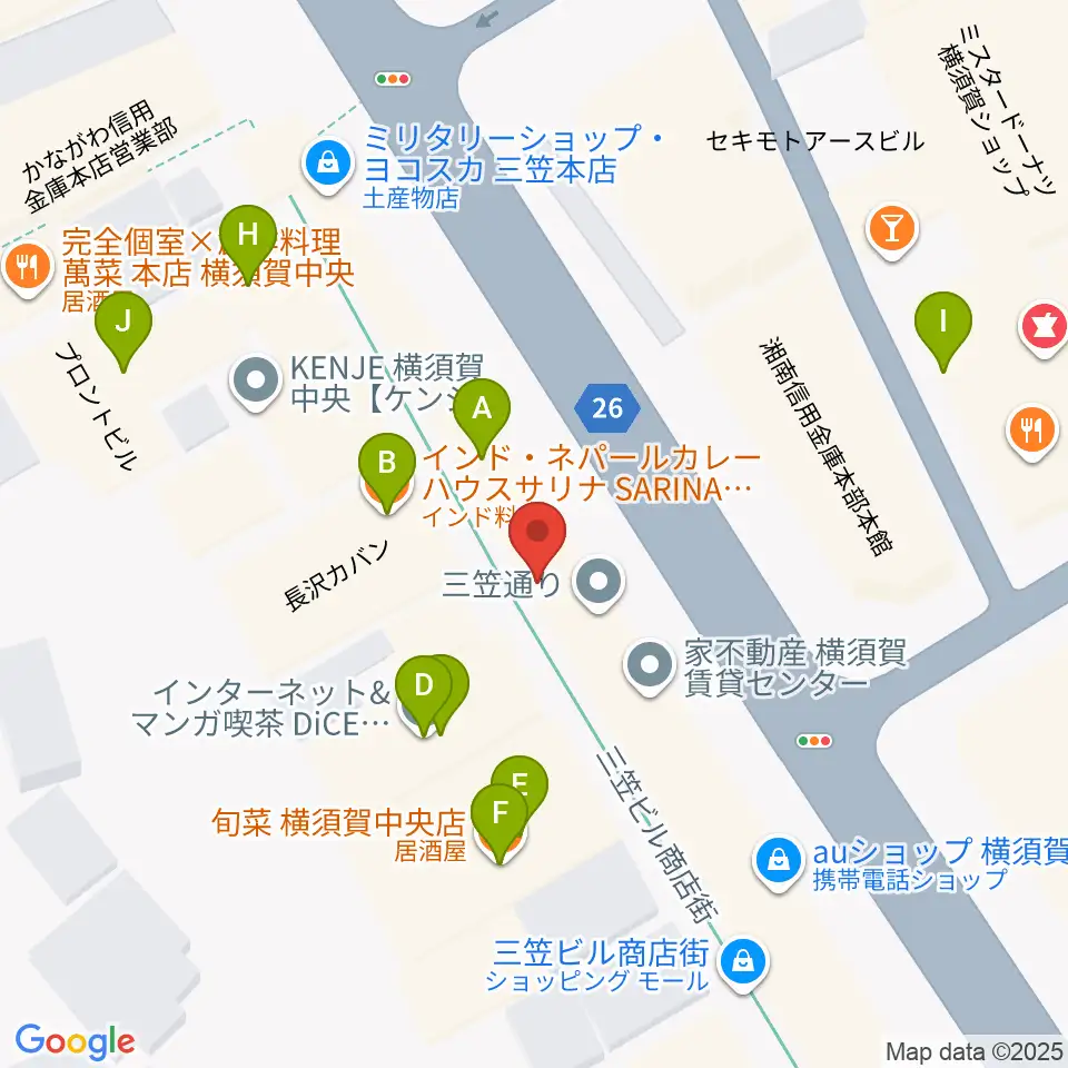 FMブルー湘南周辺のファミレス・ファーストフード一覧地図