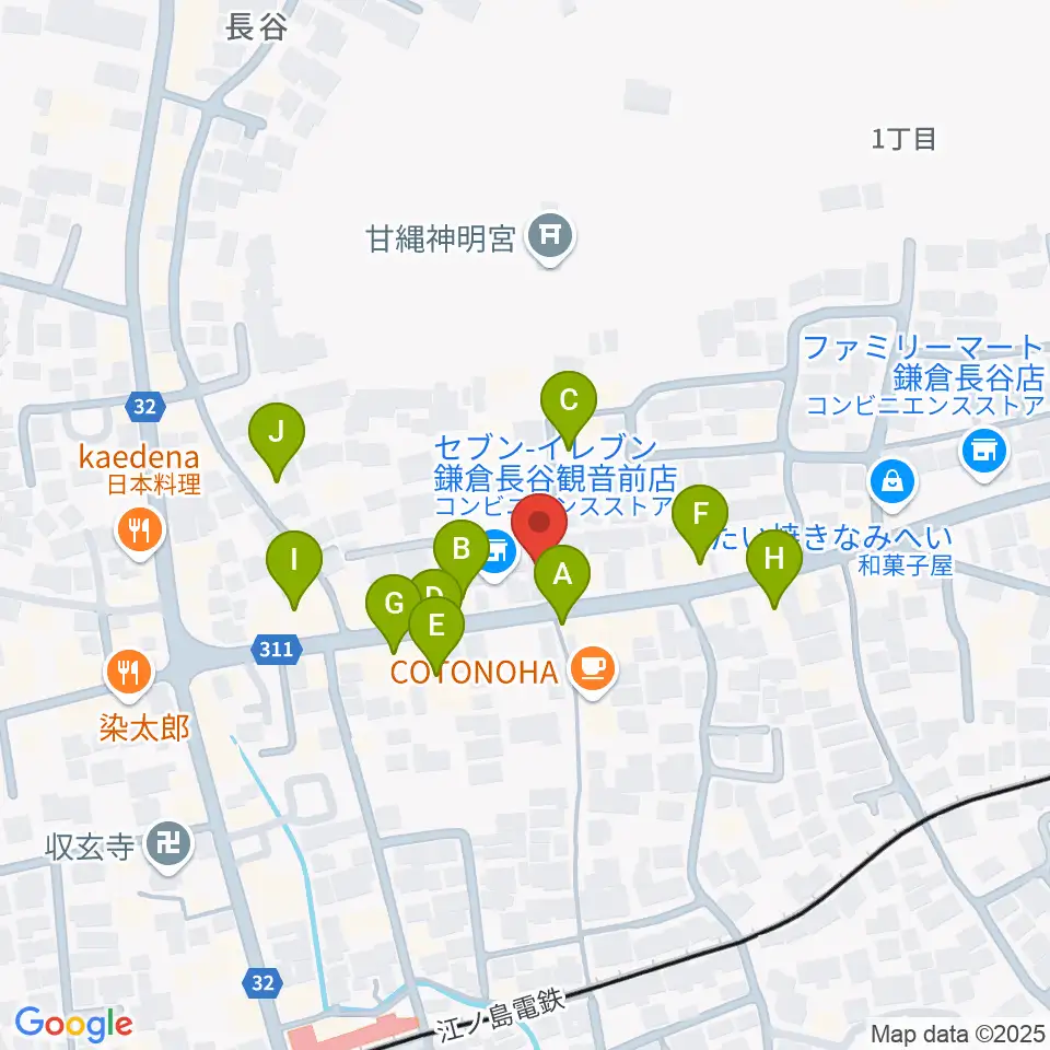 鎌倉エフエム周辺のファミレス・ファーストフード一覧地図