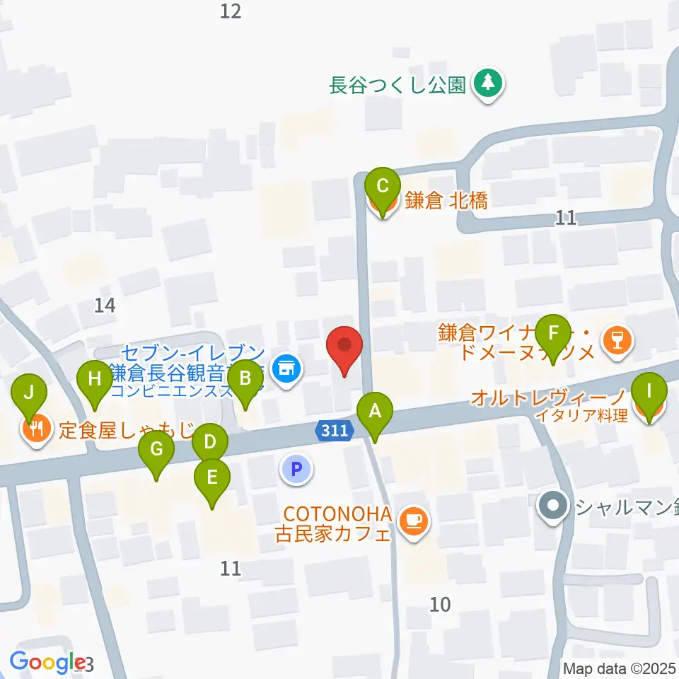 鎌倉エフエム周辺のファミレス・ファーストフード一覧地図