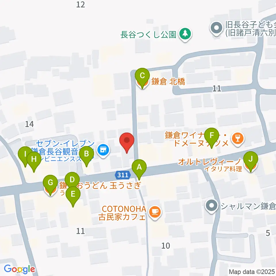 鎌倉エフエム周辺のファミレス・ファーストフード一覧地図